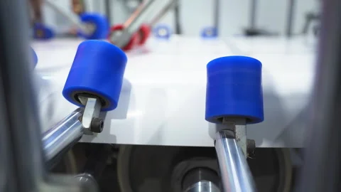 Plant uses advanced technology to laminate plastic windowsills Stock Footage 304428232