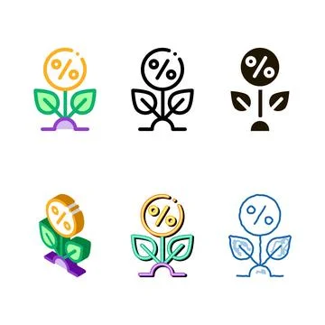 Plant variants percentage icon vector outline Stock Illustration