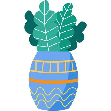 Plant in vase pot vector flower green leaf icon 库存插图