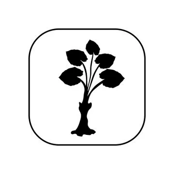 Plant - vector logo icon for web. black on white. Minimalistic cartoon style. Stock Illustration