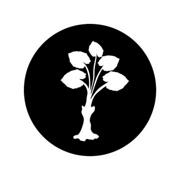 Plant - vector logo icon for web. white on black. Minimalistic cartoon style. Stock Illustration