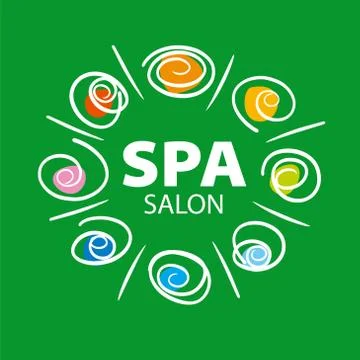 Plant vector logo for Spa salon on a green background Stock Illustration