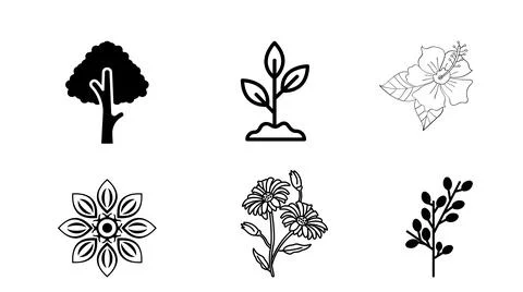 Plant vector set icon. Stock Illustration