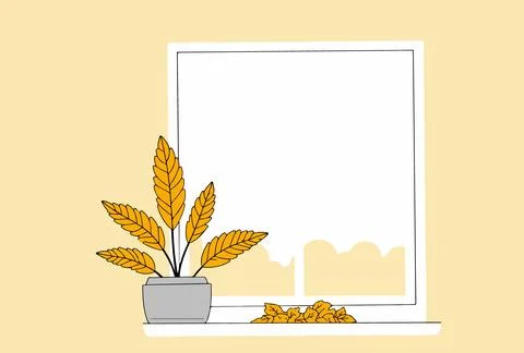 Plant by the Window Illustration Illustration
