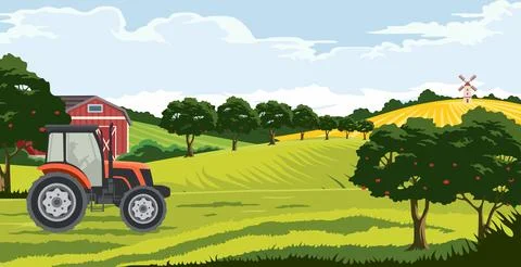 Plantation, tractor Stock Illustration