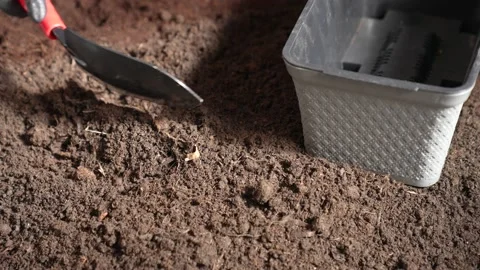Planter Filled With Soil Close Up Stock Footage 172225594