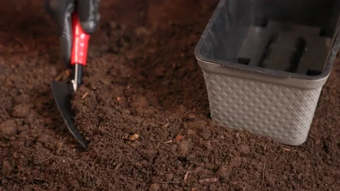 Planter Filled With Soil Close Up Stock Footage 172226200