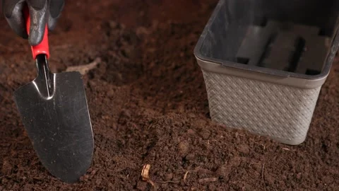 Planter Filled With Soil Close Up Stock Footage 172226669
