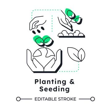 Planting and seeding modern linear concept icon Stock Illustration