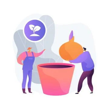 Planting bulbs abstract concept vector illustration. Stock Illustration