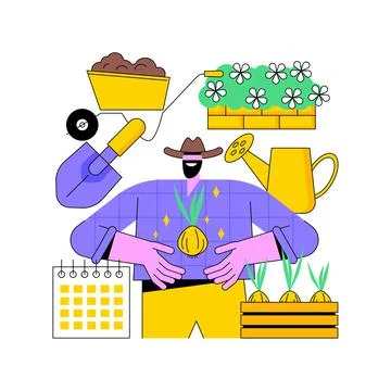 Planting bulbs abstract concept vector illustration. Stock Illustration