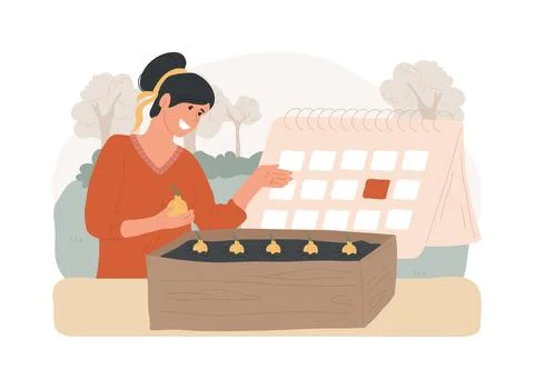 Planting bulbs isolated concept vector illustration. Stock Illustration