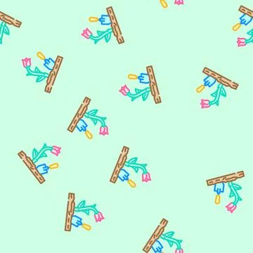 Planting flowers spring vector seamless pattern 스톡 일러스트