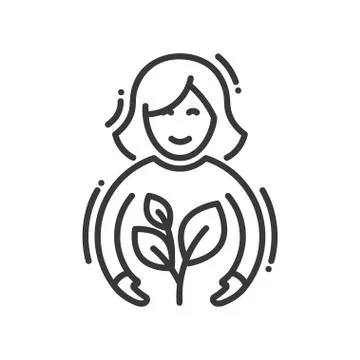 Planting - modern vector single line icon Stock Illustration