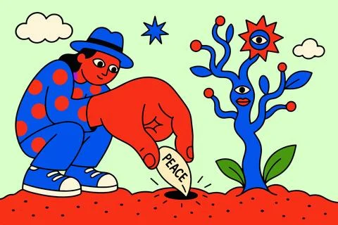Planting Peace Stock Illustration