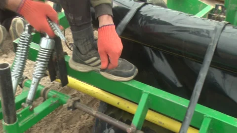 Planting of plants and installation of automatic drip irrigation Stock-Footage 266724499