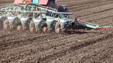 Planting seeds with sowing machine Stock Footage 22642808