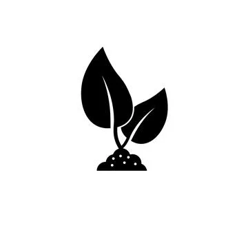 Planting Tree, Young Sprout Leaf Solid Flat Vector Icon Isolated on White Bac Stock Illustration