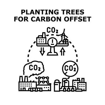 Planting trees for carbon offset concept icon Stock-Illustration
