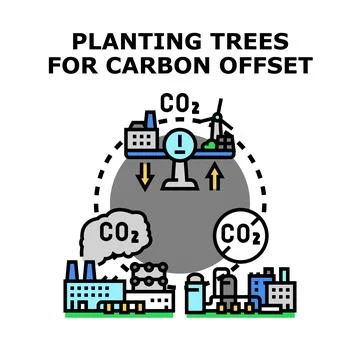Planting trees for carbon offset concept icon Stock-Illustration