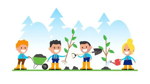 Planting trees. 스톡 일러스트