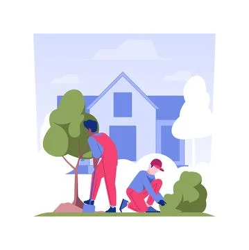 Planting trees isolated concept vector illustration. Stock Illustration