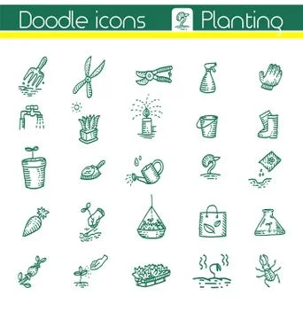 Planting, Vector icons Иллюстрация