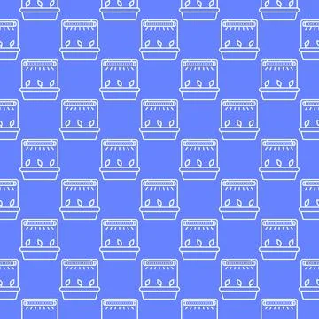 Plants and Grow Light vector Phytolamp thin line seamless pattern Illustrazione stock