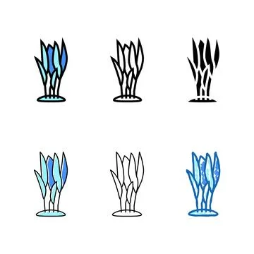 Plants artificial aquarium fish variations color icon vector Stock Illustration