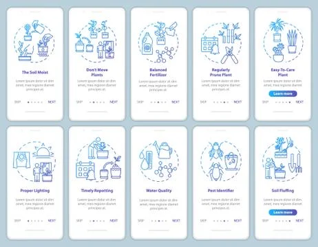 Plants concern onboarding mobile app page screen with concepts. Feeding and Stock Illustration