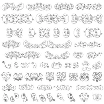 Plants elements of Victorian style Stock Illustration