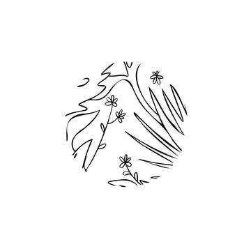 Plants, flowers, circle vector illustration art hand draw . Stock Illustration