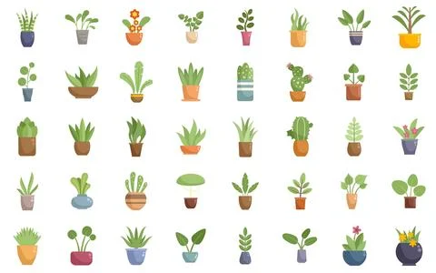 Plants icons set flat vector. Leaf growth Stock Illustration