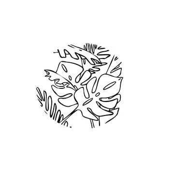 Plants, jungle, circle vector illustration art hand draw . Illustrazione stock