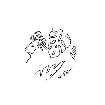 Plants, jungle, circle vector illustration art hand draw . Stock Illustration