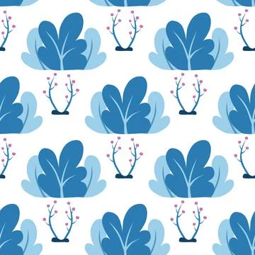 Plants, leaves, trees seamless pattern in flat style. Concept in flat style Stock Illustration