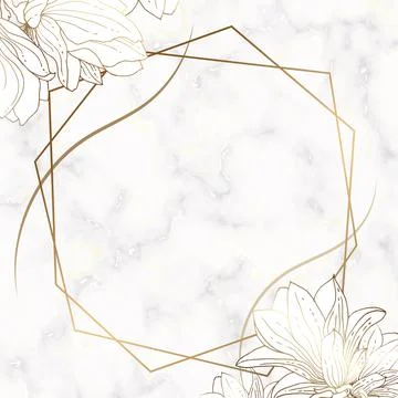 Plants line gold. Square frame with golden flowers. Branches with a thin gold Stock Illustration
