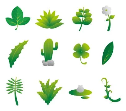 Plants nature set Stock Illustration