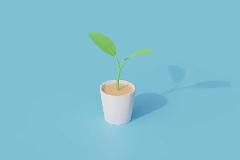 Plants on pot single isolated object. 3d render illustration イラスト素材