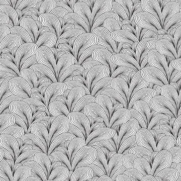 Plants seamless pattern in black and white Stock Illustration