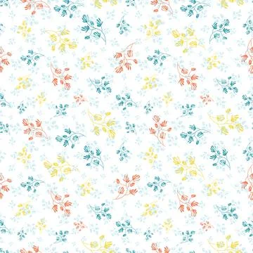 Plants seamless vector pattern in light colorway Stock Illustration