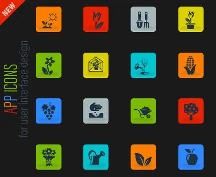 Plants tools icon set Stock Illustration