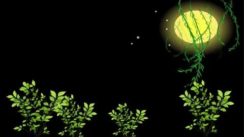 Plants, trees and sun background and 2d animation 4k Stock Footage 245741697