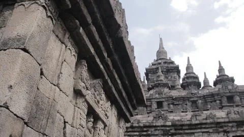 Plaosan Temple with the angle of shooting frog eyes beutifull Stock Footage 243697476