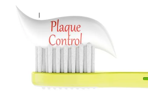 Plaque control concept with toothbrush and toothpaste. 3D rendering Stock Illustration