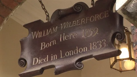 Plaque dedicated to William Wilberforce in Kingston upon Hull, UK Stock Footage 105328376