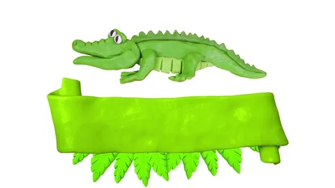 Plaque with leaves and Crocodile. Background for summer design. Alpha matte Stock Footage 74174805