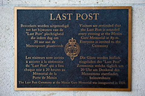 Plaque in the Menin Mate Stock Photos