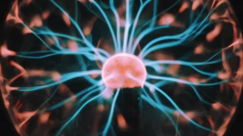 Plasma ball and lightning Stock Footage 46010998