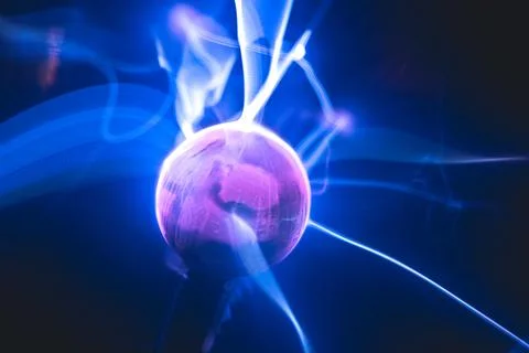 Plasma ball: electric currents dance in a glass sphere Stock Illustration